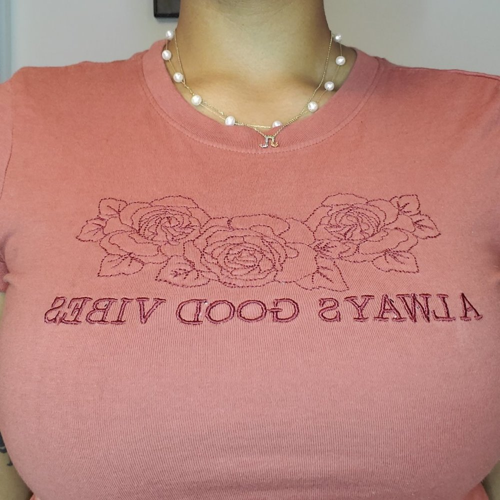 Mauve 100% Cotton Stitched Crop Tee Size XS